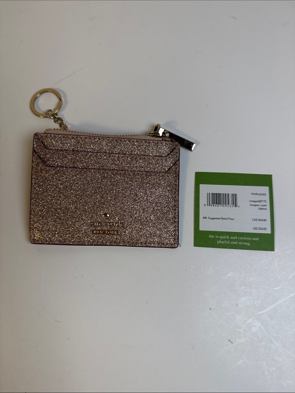 Kate Spade Burgess court rosegold coin purse card holder
